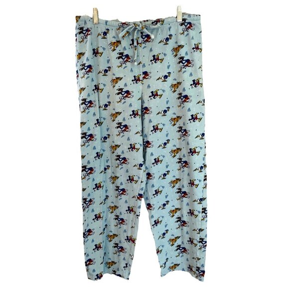 Disney Winter Wonderland Pajama Pants Unisex Large Blue Mickey & Friends Cozy - Picture 1 of 10